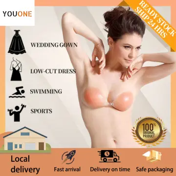 Women Sexy Nubra Breast Push Laced Strapless Paste Skin Colors Bra Invisible