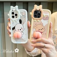 เคส Mrhaha + ก้นลูกพีชสำหรับ Vivo Y02s Y35 Y02 Y16 Y22 Y20 Y20s Y21 Y17 Y12 Y15A Y19 Y51 Y15 Y31สัตว์ประหลาดตัวเล็กๆ Y50น่ารักเครื่องประดับแฟชั่นการ์ตูน Pochacco Winnie Pooh ปกป้องกันซิลิโคนใส