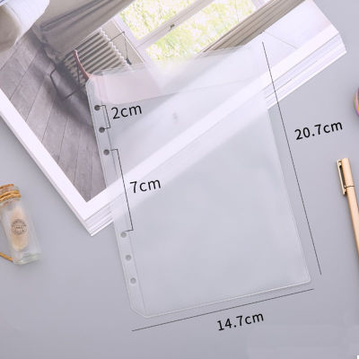 18pcsSet A5 Binder Pocket With 6 Holes Loose Leaf PVC Transparent Storage Poscards Stickers Holder Document Filling Collection