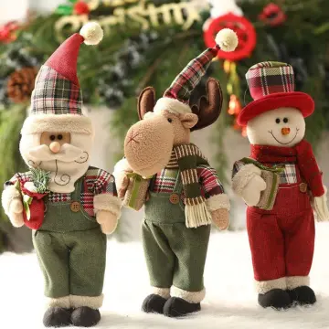 Vintage Christmas Decor Clearance Decoration Ornaments 1Pcs Christmas Dolls  Tree Decor New Year Ornament Reindeer Snowman Santa Claus Standing Doll