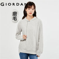 GIORDANO Women Hoodies Letter Embroidery Raglan Sleeve Simple Hoodies Slant Pockets Fashion Casual Loose Hoodies 05323816