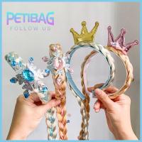 PETIBAG วิกผมวิกผม ที่คาดผมมงกุฎน้ำแข็งและหิมะ การ์ตูนลายการ์ตูน โบว์น๊อต ถักเปียยาว อุปกรณ์เสริมผม คลิปหนีบผม ที่คาดผมเจ้าหญิง สาวๆ