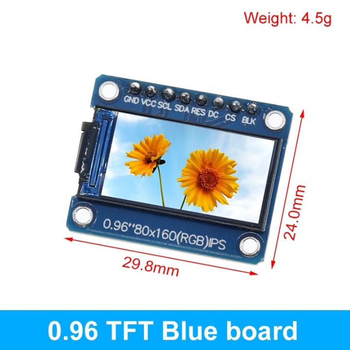 TZT จอแสดงผล TFT 0.96/1.3นิ้ว IPS 7P SPI HD 65K โมดูล LCD สีเต็มรูปแบบ ST7735ไดรฟ์ IC 80*160 (ไม่ใช่ OLED) สำหรับ Arduino