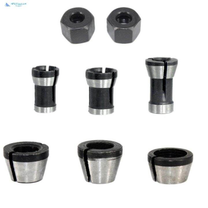 tool Ready Stock 8 Pcs Router Collet Set Chuck Heads Adapter for Drills