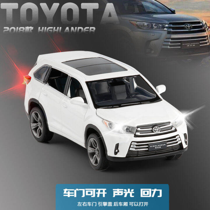 2018-toyota-highlander-alloy-car-model-warrior-sound-and-light-toy-car-six-open-823502-boxed-off-road