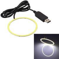 SmartPhonemall 100mm 4W USB Angel Eyes Circles Car Headlight White Light COB LED Lights for Vehicles, Line Length: 95cm(White Light)