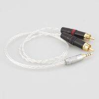 High Quality Audiocrast Hi-end 3.5mm Balanced Male to RCA Plug Aux Cable 19x 0.1mm Silver Wire Headphone Amp