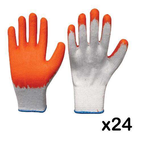 24 PAIRS Industrial Cotton Gloves with Blue Piping Latex Rubber Hand