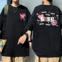 New Korean Fashion Stray Maxident Double Sided Print Tshirt Summer MenS Hip Hop Tees Men Casual Oversized T-Shirts S-4XL-5XL-6XL