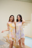 Peachy Mini dress เดรสไหล่เฉียง เนื้อผ้า Chiffon พริ้วๆ มีลายในตัว สีสวย ใส่สบาย