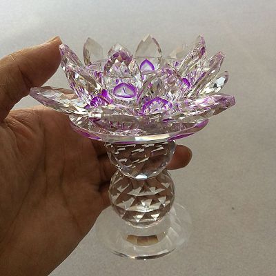 Crystal Buddhist Supplies Crystal Butter Lamp for Buddha Lotus Lamp Oil Lamp Lamp Holder Candlestick Lamp Holder