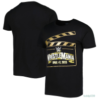 New！2023！T-shirt dengan logo WrestleMania WrestleMania 40 hitam, laki-laki 39. High quality products （Freeprinting of names）