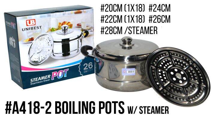 STAINLESS STEAMER POT WITH STEAMER 20 22 24 26 28CM Lazada PH   B7faf895a7c36814971044ca6a957eac  720x720q80 