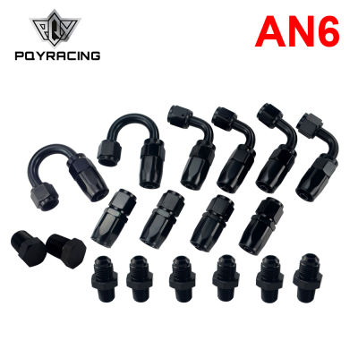 Pqy-6 AN AN AN-6ตรง180องศาอลูมิเนียมหมุนท่อ End Fitting Adapter น้ำมันเชื้อเพลิงสาย NPT ปลั๊ก PQY-SL10NPT-BK