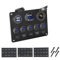 LEEPEE 12V Waterproof LED Rocker Toggle Switch Panel Digital Voltmeter Dual USB Port Outlet Combination Car Marine Ship