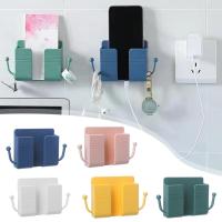 Phone Holder Wall Mounted Organizer Mobile Phone Charging Stand Storage Bedside Bracket Punch-Free Wall-Mounted J1Z0