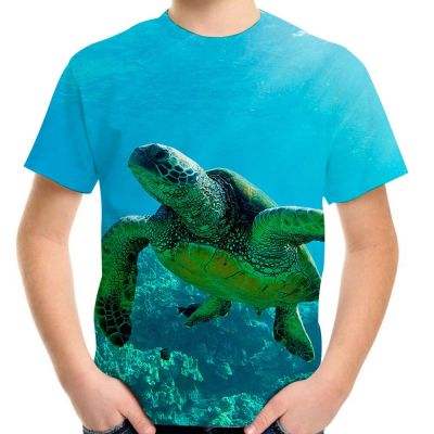 Joyonly Children Printed Deep Sea Color T Shirt Short Sleeve 2023 Summer Kids Boy/Girl Galaxy Big Turtle Cool Tops Tees T-shirt