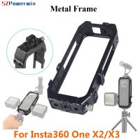 ❐❣☊ Powerwin CNC Metal Frame Housing Case for Insta360 One x3 X2 Protective Cage Shell Cover with Magnetic Adapter Mount Cold Shoe