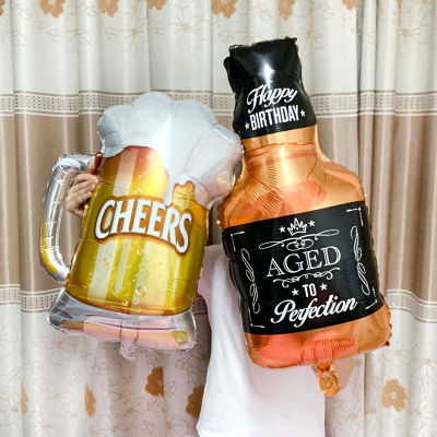 Large Helium Foil Balloon Whisky Beer Balloon Wedding Birthday Party Decorations Adult Kids Baby Ballons Event Party Air Globos Adhesives Tape