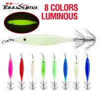 1Pcs 6ซม./5G Luminous Squid Lure 8สีพลาสติก Spinner Hard เหยื่อ3D ตา Glow In Dark Lure สำหรับตกปลา Killer ปลาหมึก Octopus