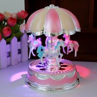 Baby Cute Music Toy LED Light Merry Go Round Music Horse Toy Box Christmas Birthday Girls Gift Toys Carousel Xmas Decoration