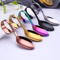 Stainless steel service spoon tableware curved handle spoon hotel golden independent dining curved spoon hotel supplies spoon Cooking Utensils