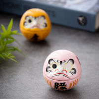 HOVFELER Japanese Ceramic Daruma Doll Crafts Lucky Charm Fortune Ornament Landscape Home Decor Miniature Accessories Gifts