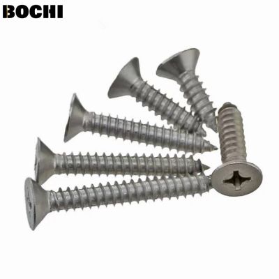 free shipping  20pcs 316 stainless steel M5 M6 countersunk head tapping screw  Flat head self-tapping screws Wood Hardware Tool Nails  Screws Fastener