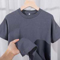 Highly recommended! Great! 240g heavyweight pure cotton short-sleeved T-shirt thick and opaque solid color versatile simple couple style 【SSY】