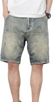 Mens Chic Casual Wide Leg Jean Shorts Classic Commute Straight Short Jeans Comfort Fit Skateboard Denim Shorts