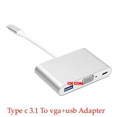 สายแปลงภาพ usb Type c 3.1 to vga usb 3.0 charging 3 in 1 converter cable