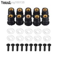 10/30 Pieces Well Nut M5 5mm Metric Rubber Motorcycle Windshield Rubber Rivet Nut with Accessories for Honda for Suzuki