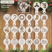 2022 Christmas Coffee Stencil 20Pcs/Set Cappuccino Template Mold Fancy Spray Cake Powdered Sugar Chocolate​ Cocoa Printing