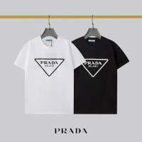 PRADAH ใหม่หลวมง่ายสามเหลี่ยมโลโก้จดหมายพิมพ์แขนสั้นเสื้อยืดผู้ชายและผู้หญิงคู่