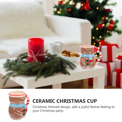 คริสต์มาสแก้วแก้วถ้วยกาแฟขนมปังขิงมนุษย์หิมะวันหยุดเซรามิกดื่มชา Breakfastwater เครื่องดื่ม