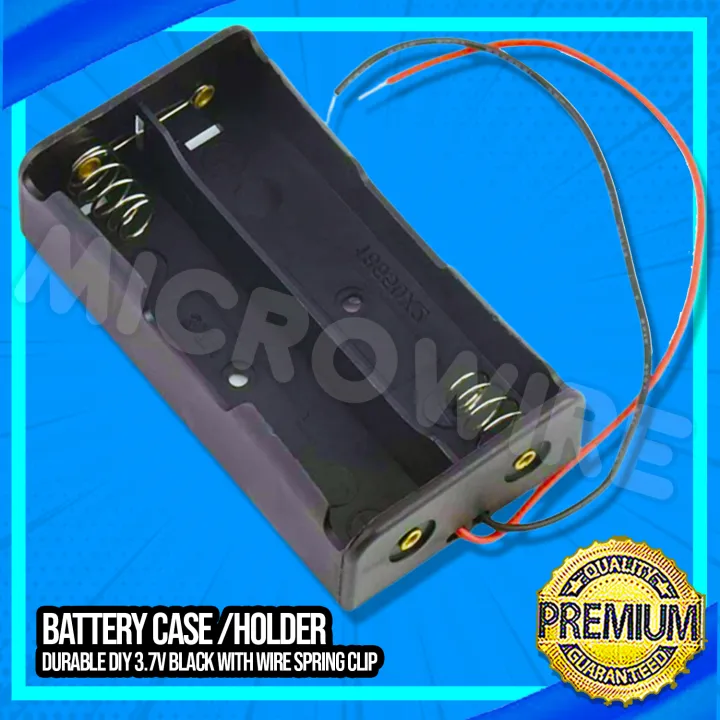 Battery Case Battery Holder Durable DIY 3.7V Black with Wire Spring