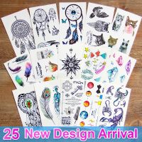 3D Waterproof Temporary Tattoo Stickers Dream Catcher Diamond Feather Flash Tattoo Body Art For Women Transferable Fake Tattoos