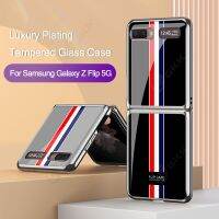 [ขายดี]เคสกระจกนิรภัยสุดหรู FDD สำหรับ Samsung Galaxy Z พลิกพับได้2 5G ขอบชุบฝาครอบป้องกันพลิก