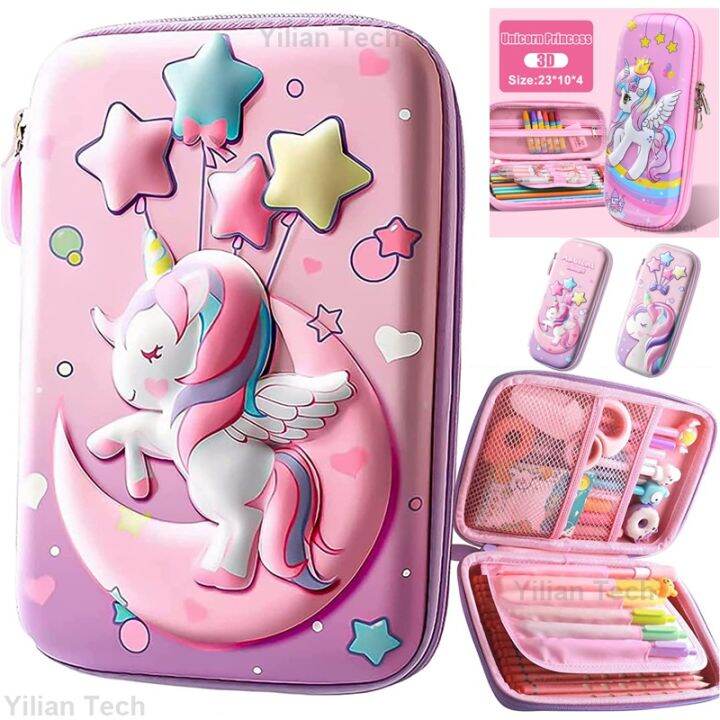 Unicorn Pencil Case Cute Pencil Box Pink Pencil Pouch 3D EVA Large