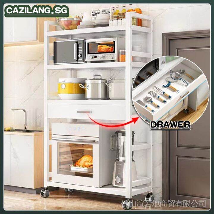 Movable Stainless Steel Kitchen Rack Shelf Drawer Rack Antirust Metal