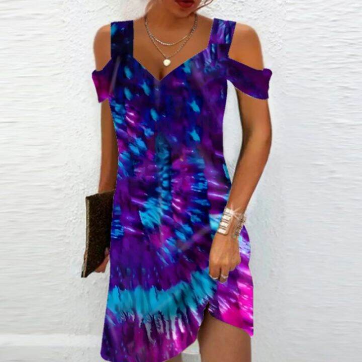 cw-print-v-neck-shoulder-dresses-fashion-office-beach