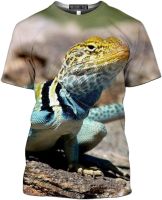 3D Animal Lizard Print T-Shirt Funny Chameleon Snake Summer Mens Hip-Hop O-Neck Short Sleeve Streetwear Tee