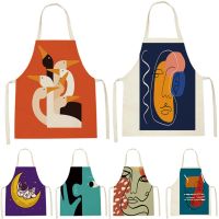 Cartoon Animal Style Apron Cleaning Pinafore Aprons For Woman With Poc Abstract Portrait Printing Sleeveless Aprons Custom Bibs