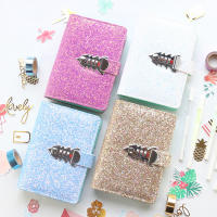 Domikee A6 cute office school sequin personal binder diary agenda planner organizer spiral notebook with lock stationery gift