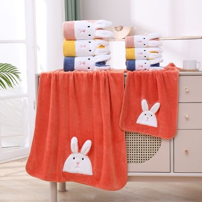 【CC】 Coral Absorbent Cartoon Shower Hair Bathrobe Soft Hotel