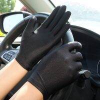 2 Pairs Women Sun Protection Gloves Breathable Cotton Hand Gloves Full Finger Touchscreen Mittens for Driving/Cosplay/Costume