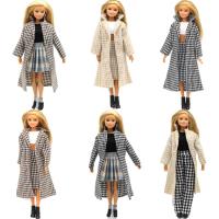 1/6 Scale Doll Plaid Overcoat Brown Coat Toy Clothes Dolls Accessories Dollhouse Winter Outfits Dress Up for 30cm Doll Kids Toy Professional Audio Acc