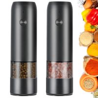 HYWQ Automatic Rechargeable Mill Salt 6 Modes Spice Seasonings LED Lights Food Grinder Pulverizer Pepper Grinder Kitchen Tools