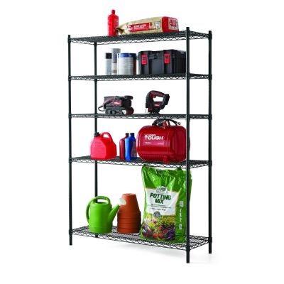 Heavy Duty 5 Tier Wire Shelf Black 3000 Lb CapacityStrong and Durable16.00 X 48.00 X 72.00 Inches