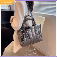 NAMEINB ผ้าฝ้ายบุนวม ถุงสิริผ้า จุได้มาก ริบบิ้นหรูหรา กระเป๋า Crossbody ลำลองแบบสบายๆ กระเป๋าสะพายไหล่แมสเซนเจอร์ สำหรับผู้หญิง